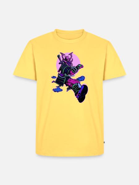 Samurai-Läufer - Männer Premium Bio T-Shirt - Pastellgelb