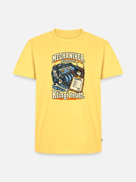 Mechaniker Diagnose klingt teuer - Männer Premium Bio T-Shirt - Pastellgelb
