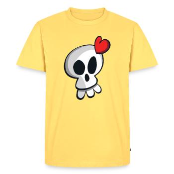 TETE DE MORT - T-shirt Premium bio Homme - jaune pastel - Devant - AI Model Male 185 dark (185cm)