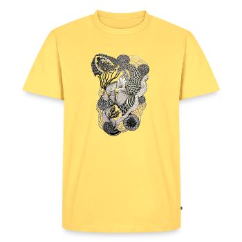 Linear flower tendrils - Men's Premium Organic T-Shirt - sky yellow - Front - AI Model Male 185 dark (185cm)
