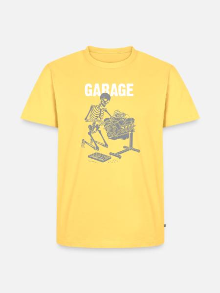 Skelettmechaniker in der Werkstatt - Männer Premium Bio T-Shirt - Pastellgelb