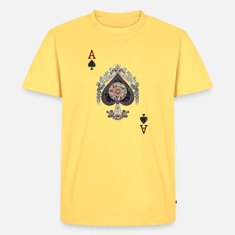 Spielkarten - Digitale Decoupage - Männer Premium Bio T-Shirt - Pastellgelb