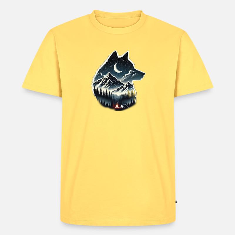 Wolf - Männer Premium Bio T-Shirt - Pastellgelb
