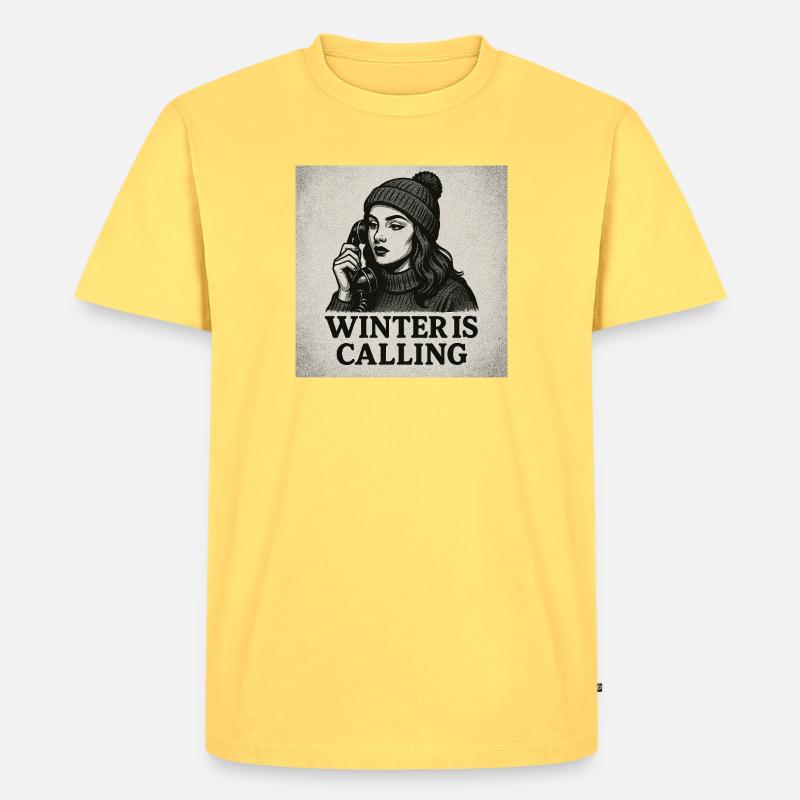 Winter is calling - Männer Premium Bio T-Shirt - Pastellgelb