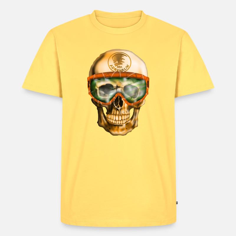 Adrenalin Schädel - Männer Premium Bio T-Shirt - Pastellgelb
