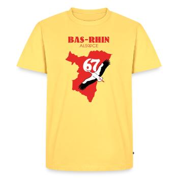 Bas-Rhin 67  - T-shirt Premium bio Homme - jaune pastel - Devant - AI Model Male 185 dark (185cm)