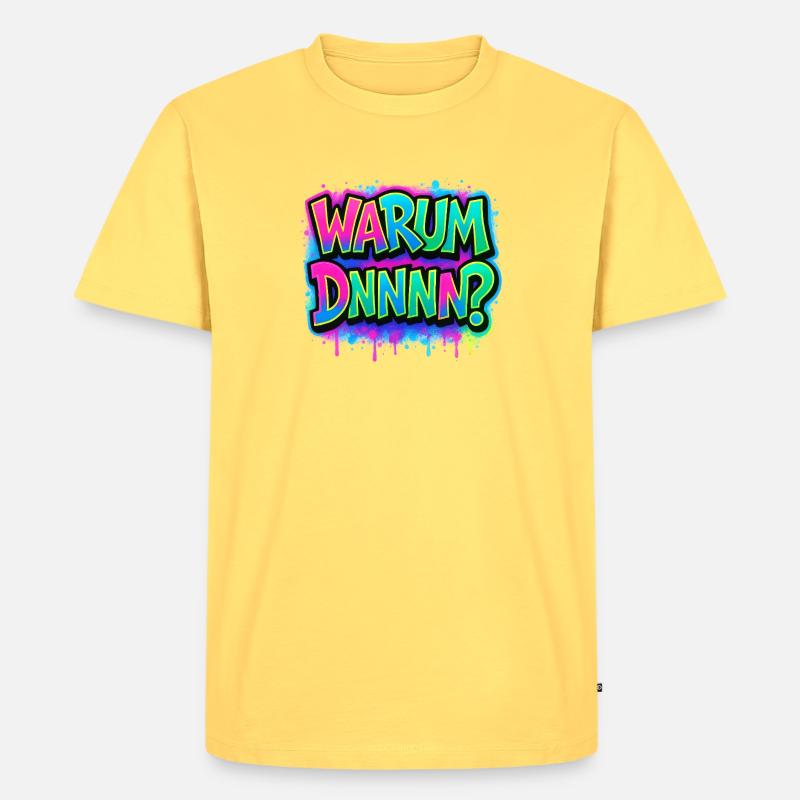 Warum DNNN? Neon Graffiti - Männer Premium Bio T-Shirt - Pastellgelb