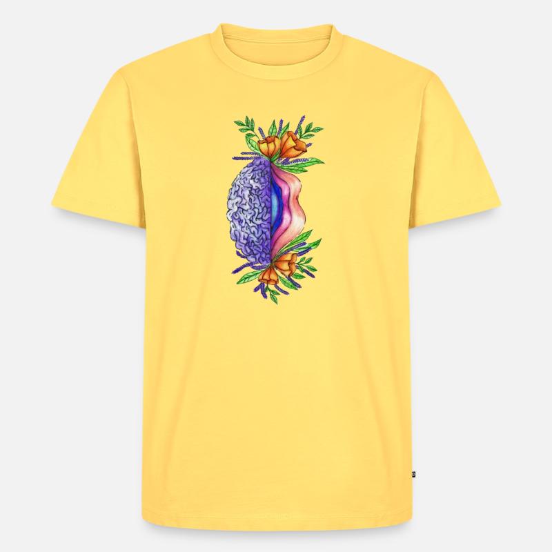 Vulva Brain - Männer Premium Bio T-Shirt - Pastellgelb