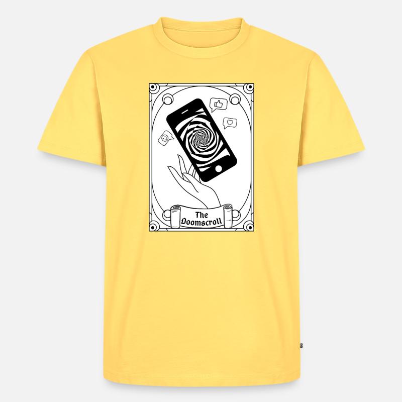 Doomscroll Brainrot Smartphone Tarot - Männer Premium Bio T-Shirt - Pastellgelb