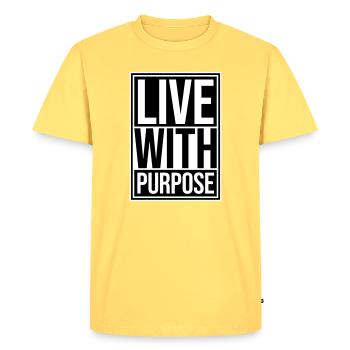 Vivre avec un but motivation sensée Mentalité dire - T-shirt Premium bio Homme - jaune pastel - Devant - AI Model Male 185 dark (185cm)