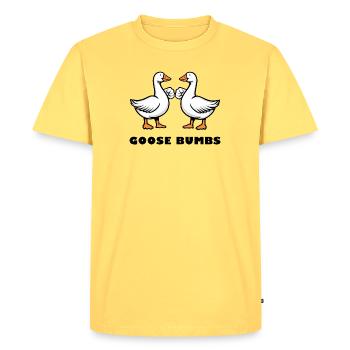 Goose Bumbs – Drôle de Poing d’Oie - T-shirt Premium bio Homme - jaune pastel - Devant - AI Model Male 185 dark (185cm)