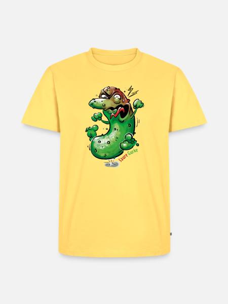 Saure Gurke - Männer Premium Bio T-Shirt - Pastellgelb