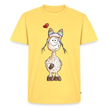 Happy Llama - Llamas - Camel - Alpaka - Gift - Men's Premium Organic T-Shirt - sky yellow - Front - AI Model Male 185 dark (185cm)