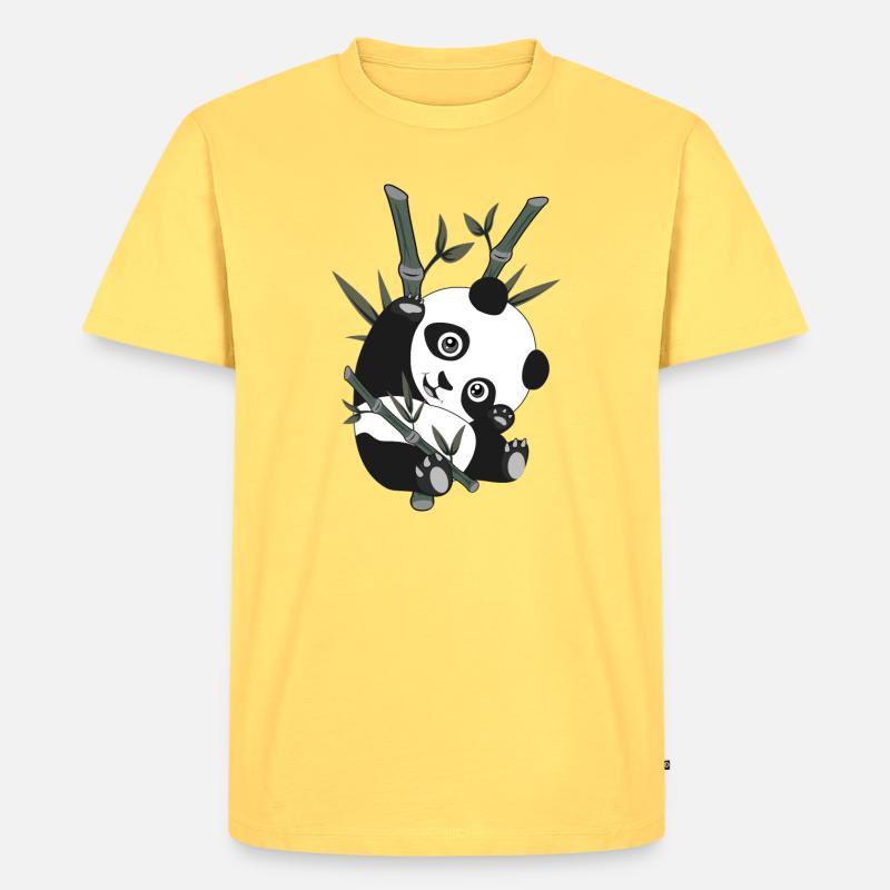 Panda - Bambus - Männer Premium Bio T-Shirt - Pastellgelb