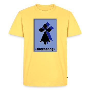 Brezhoneg - Men's Premium Organic T-Shirt - sky yellow - Front - AI Model Male 185 dark (185cm)