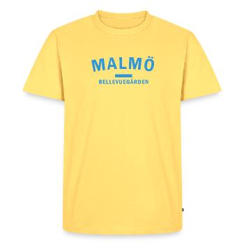 Sea view Skyline Activation time Malmö - Men's Premium Organic T-Shirt - sky yellow - Front - AI Model Male 185 dark (185cm)