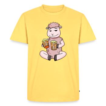 Sheep with beer glasses Beer Drinking alcohol - Men's Premium Organic T-Shirt - sky yellow - Front - AI Model Male 185 dark (185cm)