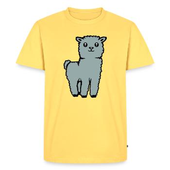 Cute Alpaca Llama Animal Soft Fluffy Comic - Men's Premium Organic T-Shirt - sky yellow - Front - AI Model Male 185 dark (185cm)