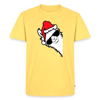 Llama Cool Lunettes de Soleil Père Noël Côté Chapeau - T-shirt Premium bio Homme - jaune pastel - Devant - AI Model Male 185 dark (185cm)