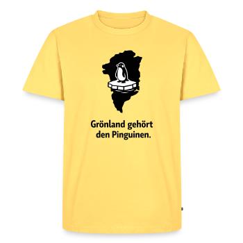 Pinguin auf Grönland-Eis - Men's Premium Organic T-Shirt - sky yellow - Front - AI Model Male 185 dark (185cm)