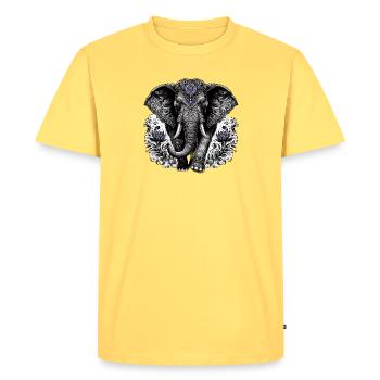 Elephant with headdress - Men's Premium Organic T-Shirt - sky yellow - Front - AI Model Male 185 dark (185cm)