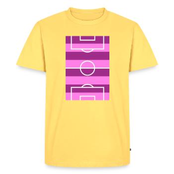Terrain de football rose - T-shirt Premium bio Homme - jaune pastel - Devant - AI Model Male 185 dark (185cm)
