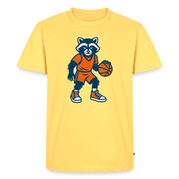 Basket-ball raton laveur - T-shirt Premium bio Homme - jaune pastel - Devant - AI Model Male 185 dark (185cm)