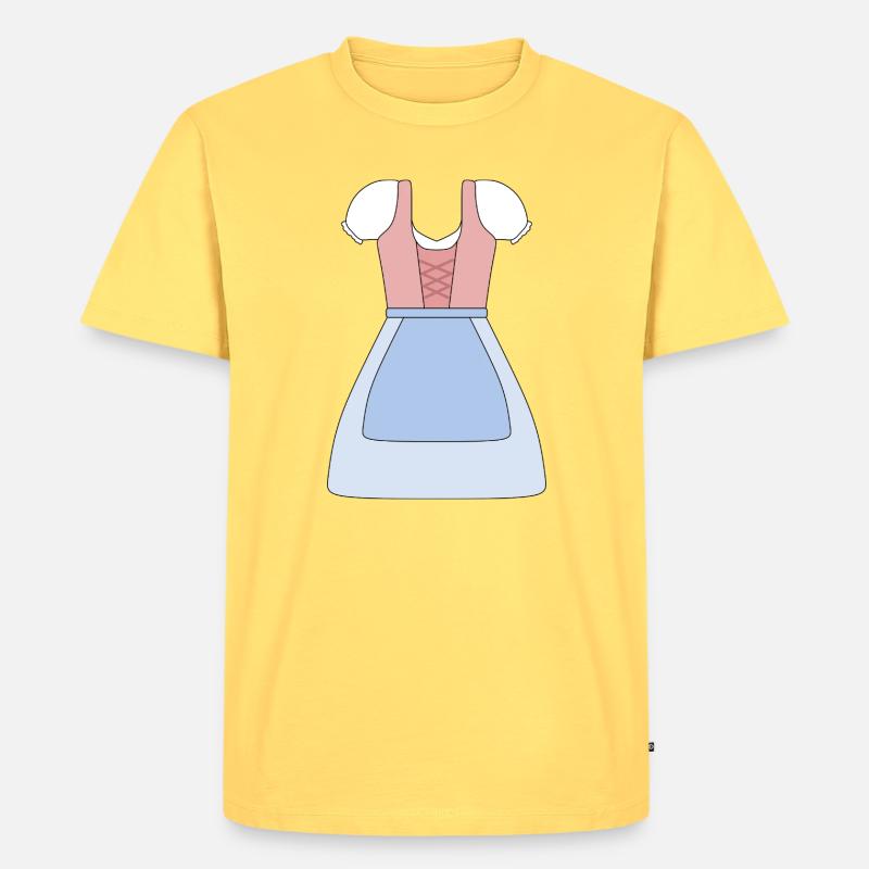 Traditionelles bayerisches Dirndl Design - Männer Premium Bio T-Shirt - Pastellgelb