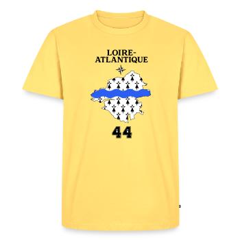 Loire Atlantique 44 - T-shirt Premium bio Homme - jaune pastel - Devant - AI Model Male 185 dark (185cm)