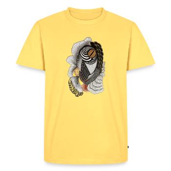 Geometric line drawing with scale pattern - Men's Premium Organic T-Shirt - sky yellow - Front - AI Model Male 185 dark (185cm)