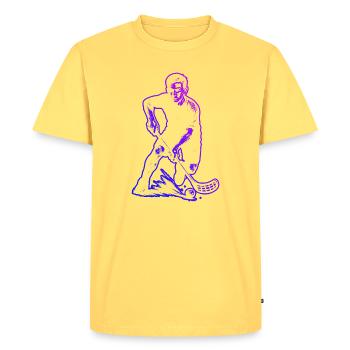 Un motif de floorball clair pour chaque jour - T-shirt Premium bio Homme - jaune pastel - Devant - AI Model Male 185 dark (185cm)