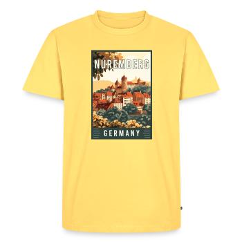 Découvrez le superbe joyau historique de Nuremberg en Allemagne - T-shirt Premium bio Homme - jaune pastel - Devant - AI Model Male 185 dark (185cm)