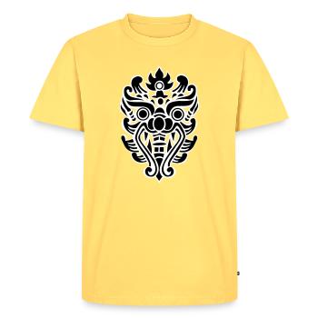 Masque tribal à tête de dragon thaïlandais - T-shirt Premium bio Homme - jaune pastel - Devant - AI Model Male 185 dark (185cm)