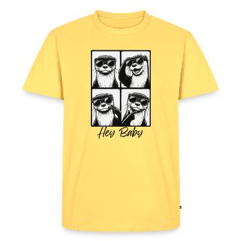 Salut bébé loutre - T-shirt Premium bio Homme - jaune pastel - Devant - AI Model Male 185 dark (185cm)