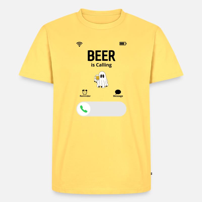 Das Bier ruft - Männer Premium Bio T-Shirt - Pastellgelb