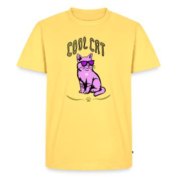 Pink Cat Sunglasses Style - Men's Premium Organic T-Shirt - sky yellow - Front - AI Model Male 185 dark (185cm)