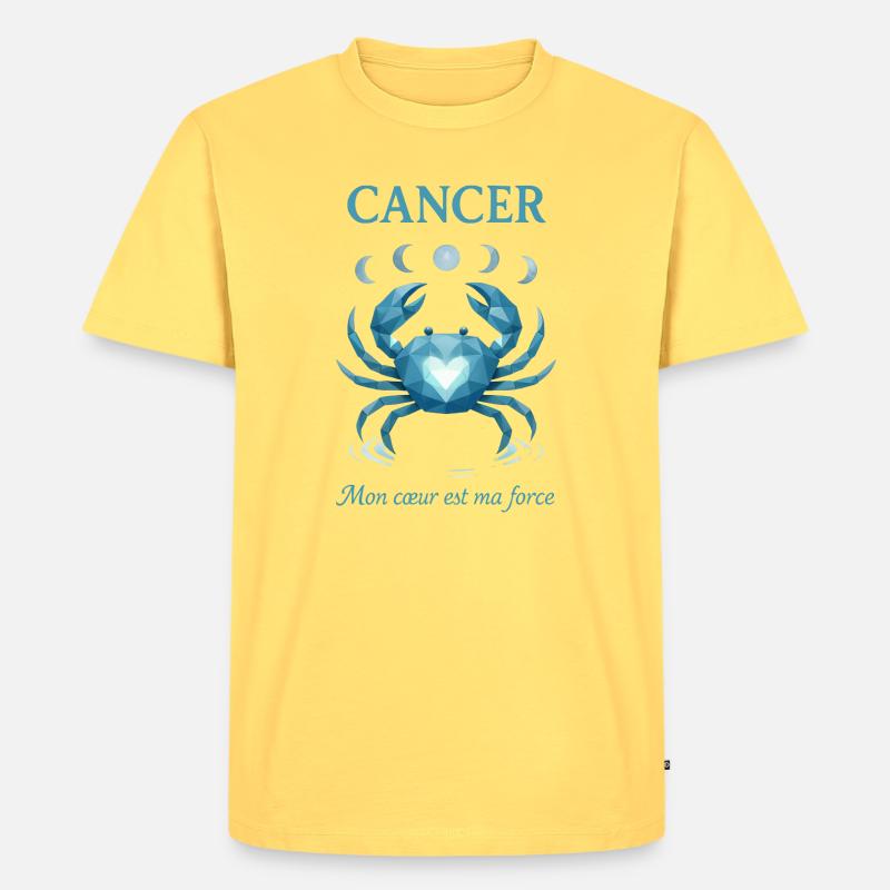 Krebs Sternzeichen - Astrologie - Männer Premium Bio T-Shirt - Pastellgelb