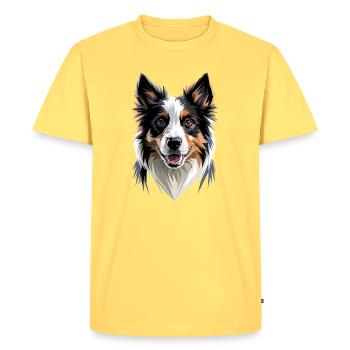 Border Collie Chien Amateur de Chiens Mignons Collies - T-shirt Premium bio Homme - jaune pastel - Devant - AI Model Male 185 dark (185cm)