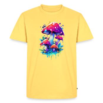 mushroom - Men's Premium Organic T-Shirt - sky yellow - Front - AI Model Male 185 dark (185cm)