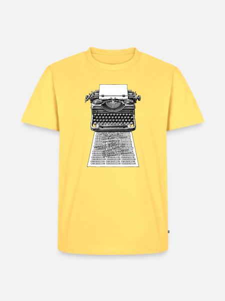Obsession Schreibmaschine - Männer Premium Bio T-Shirt - Pastellgelb