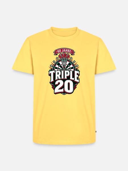 Dart Triple 20 Jubiläum - Männer Premium Bio T-Shirt - Pastellgelb