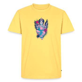 Ganesha, your god of fortune, frees the way - Men's Premium Organic T-Shirt - sky yellow - Front - AI Model Male 185 dark (185cm)