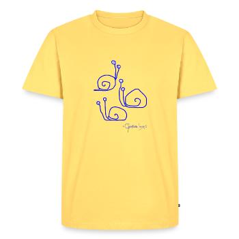 Escargotsmeeting © Chyropterum Innoxius - T-shirt Premium bio Homme - jaune pastel - Devant - AI Model Male 185 dark (185cm)