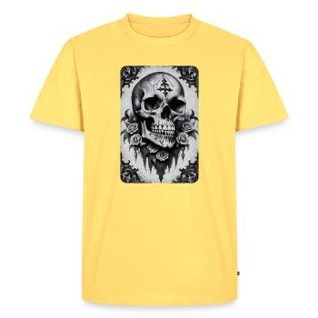 T-shirt vintage gothique crâne effet photocopie - T-shirt Premium bio Homme - jaune pastel - Devant - AI Model Male 185 dark (185cm)