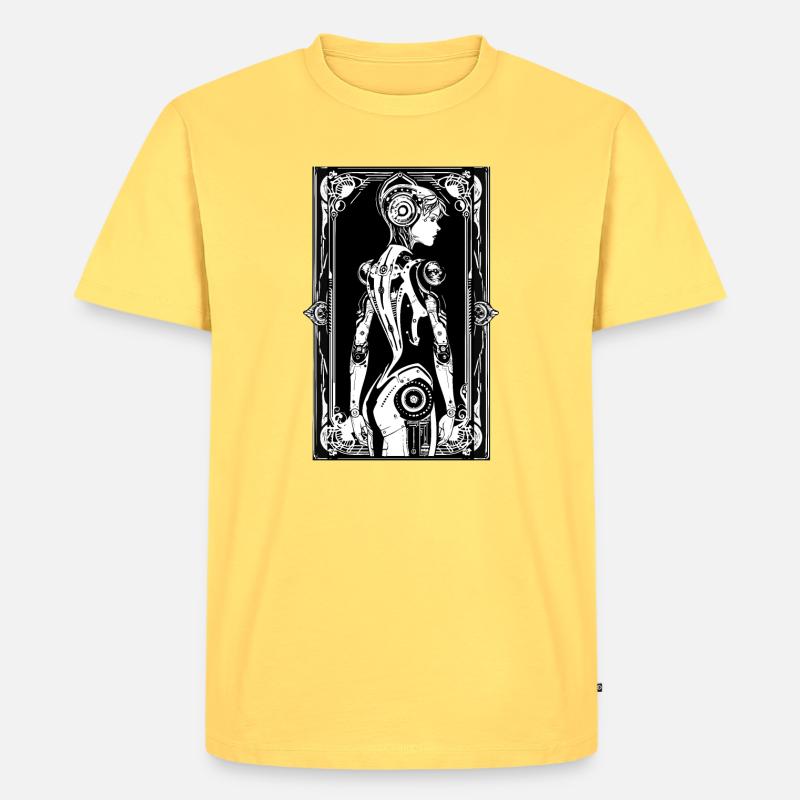 Android Art Nouveau - Männer Premium Bio T-Shirt - Pastellgelb