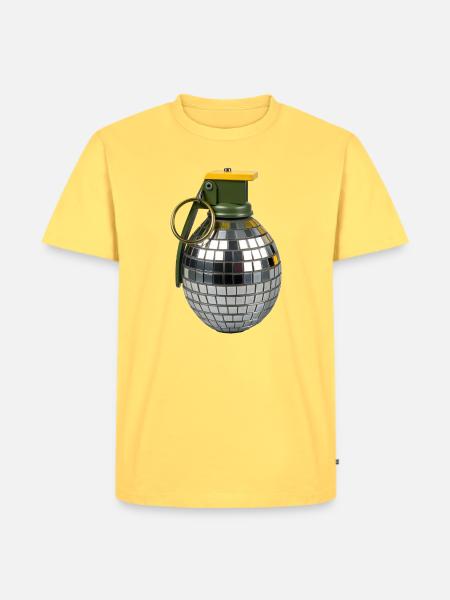 Disco-Granate, Tanzbombe, Party-Detonator, - Männer Premium Bio T-Shirt - Pastellgelb