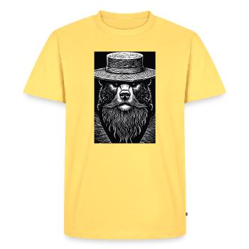 The Silent Grizzly - Men's Premium Organic T-Shirt - sky yellow - Front - AI Model Male 185 dark (185cm)