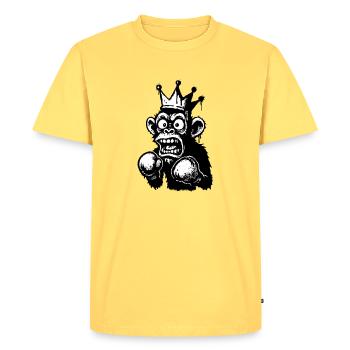 Crashing Monkey King Illustration - Men's Premium Organic T-Shirt - sky yellow - Front - AI Model Male 185 dark (185cm)