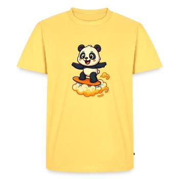 Panda Surfer cartoon Design - Men's Premium Organic T-Shirt - sky yellow - Front - AI Model Male 185 dark (185cm)