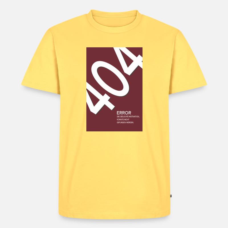 Error 404 Motivation Not Found - Männer Premium Bio T-Shirt - Pastellgelb